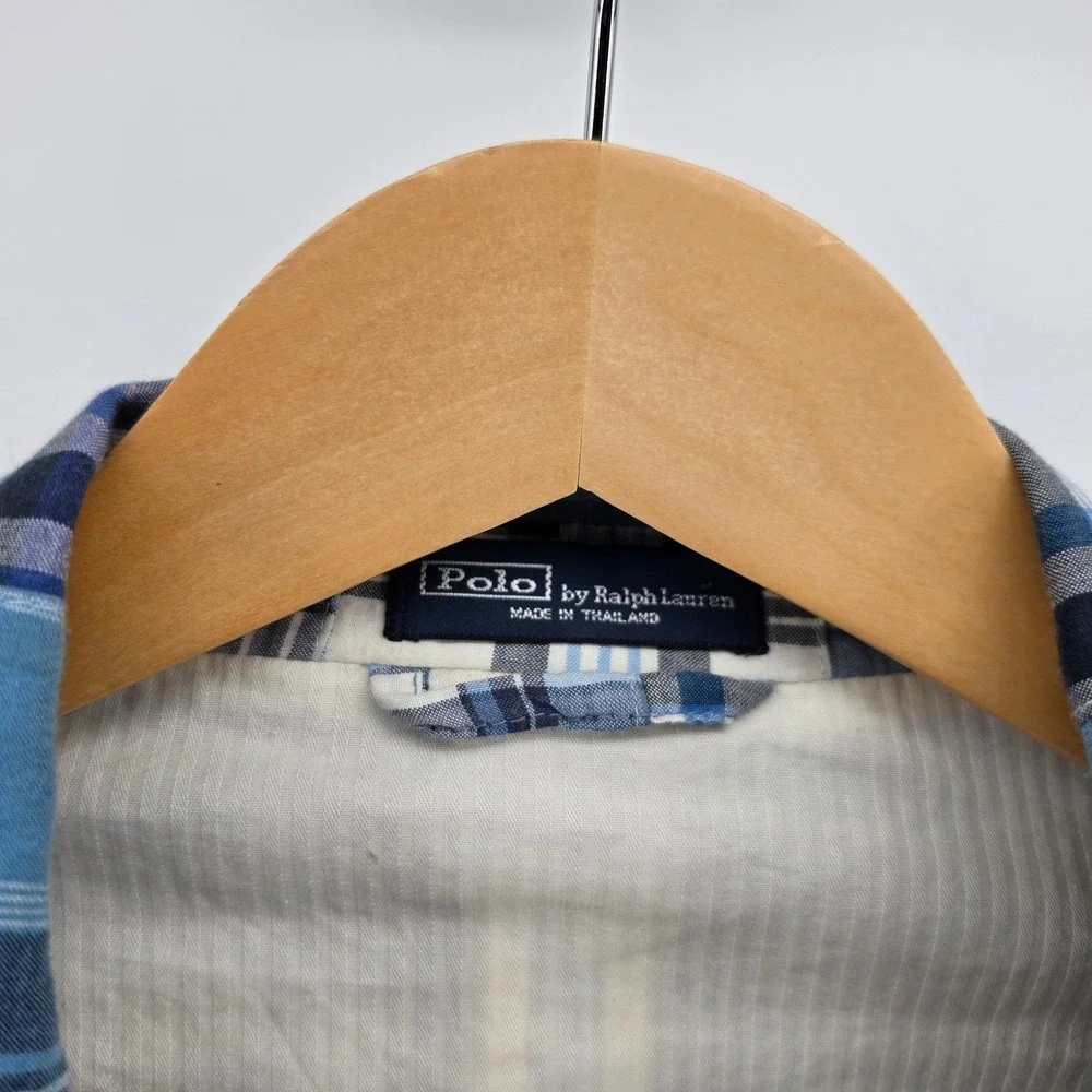 Polo Ralph Lauren Mens Blue Patchwork Madras Plaid Blazer Sport Coat Large NWT